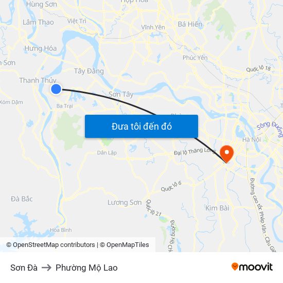 Sơn Đà to Phường Mộ Lao map