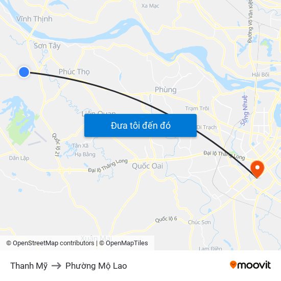 Thanh Mỹ to Phường Mộ Lao map