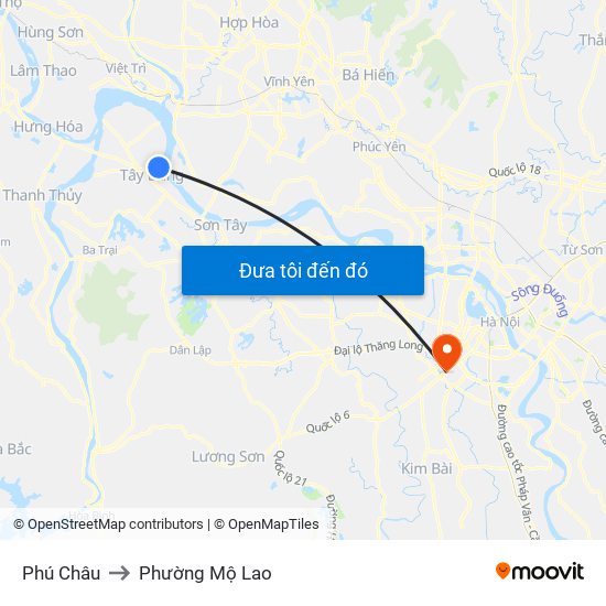Phú Châu to Phường Mộ Lao map