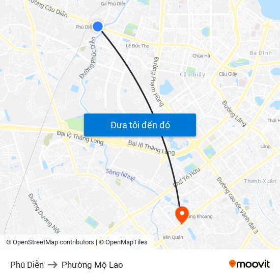 Phú Diễn to Phường Mộ Lao map