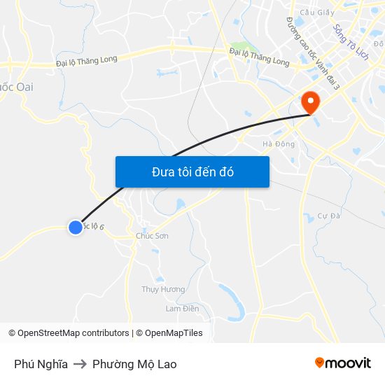 Phú Nghĩa to Phường Mộ Lao map