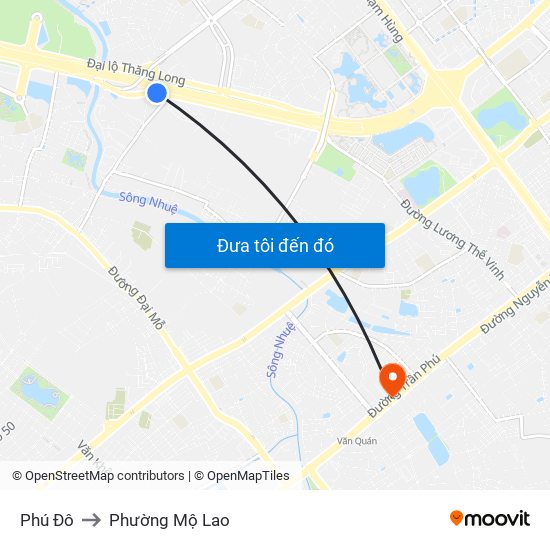 Phú Đô to Phường Mộ Lao map