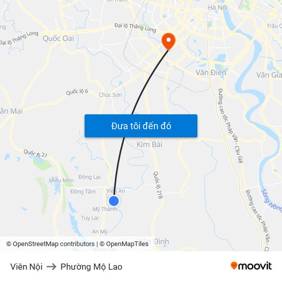 Viên Nội to Phường Mộ Lao map