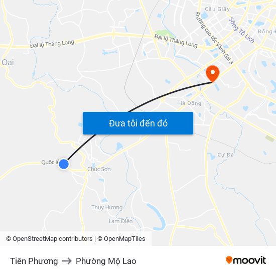 Tiên Phương to Phường Mộ Lao map