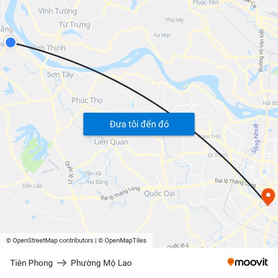 Tiên Phong to Phường Mộ Lao map