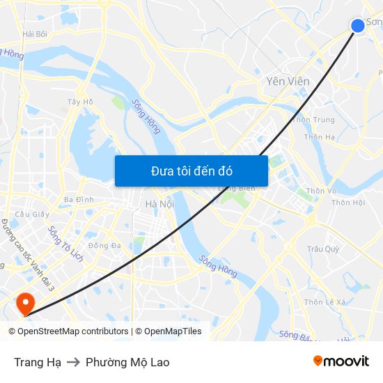 Trang Hạ to Phường Mộ Lao map