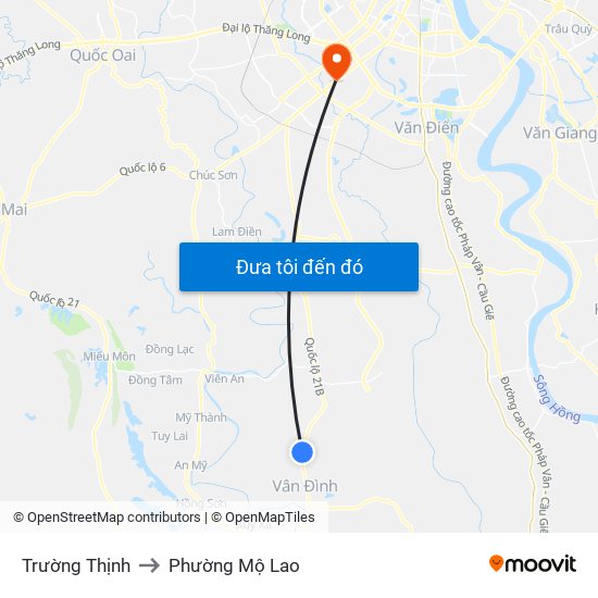 Trường Thịnh to Phường Mộ Lao map