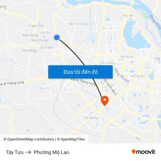 Tây Tựu to Phường Mộ Lao map