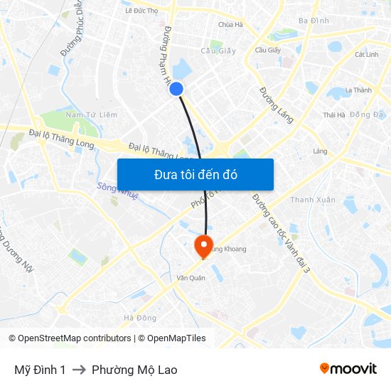 Mỹ Đình 1 to Phường Mộ Lao map
