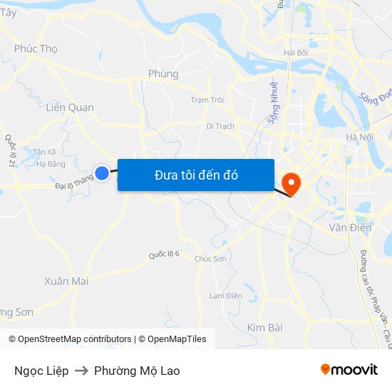 Ngọc Liệp to Phường Mộ Lao map