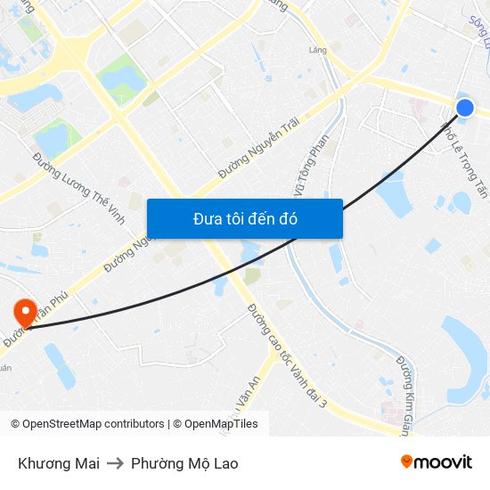 Khương Mai to Phường Mộ Lao map