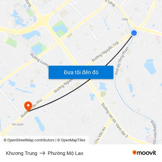 Khương Trung to Phường Mộ Lao map