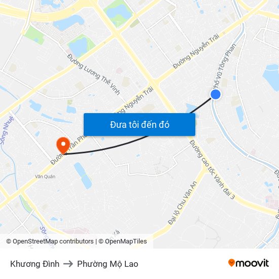 Khương Đình to Phường Mộ Lao map