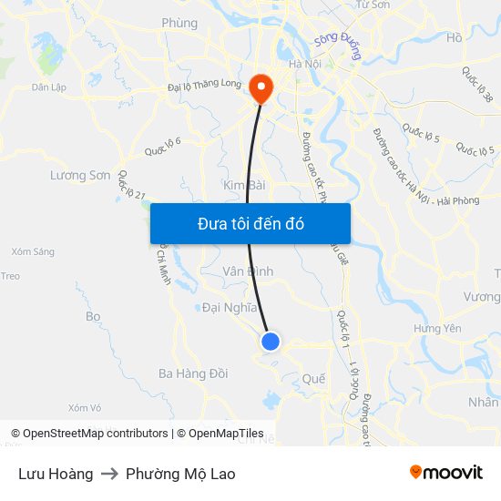 Lưu Hoàng to Phường Mộ Lao map