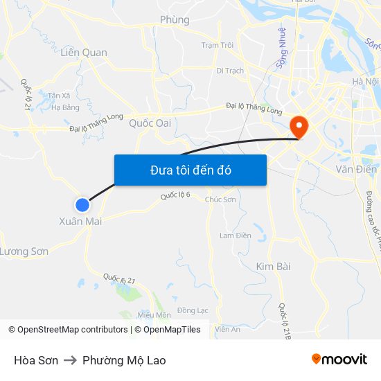 Hòa Sơn to Phường Mộ Lao map