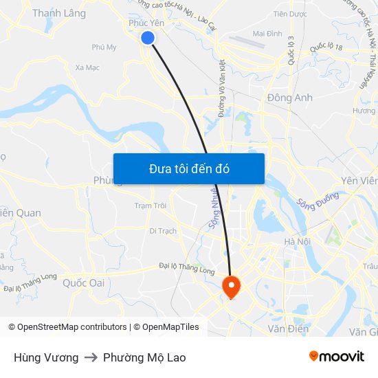 Hùng Vương to Phường Mộ Lao map