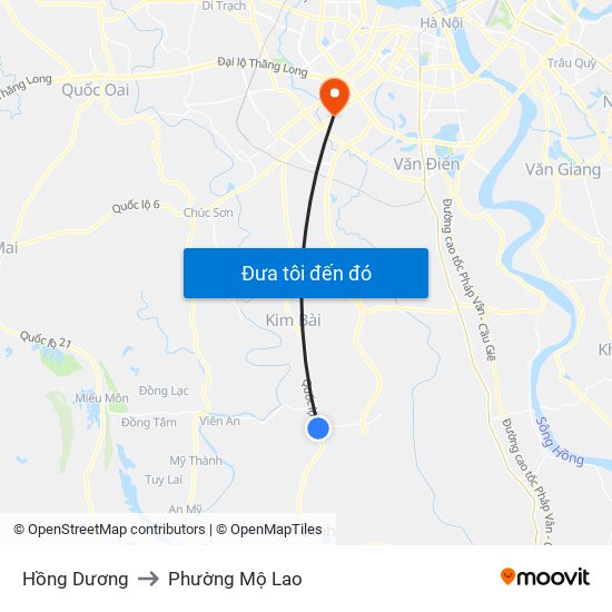 Hồng Dương to Phường Mộ Lao map