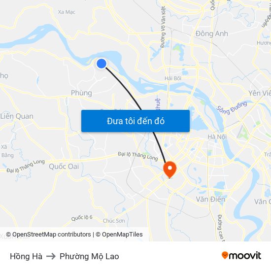 Hồng Hà to Phường Mộ Lao map