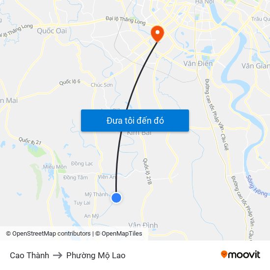 Cao Thành to Phường Mộ Lao map