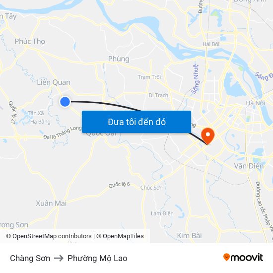 Chàng Sơn to Phường Mộ Lao map