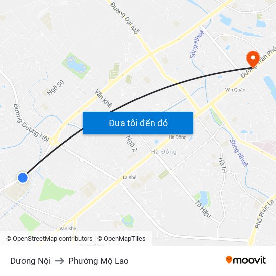 Dương Nội to Phường Mộ Lao map