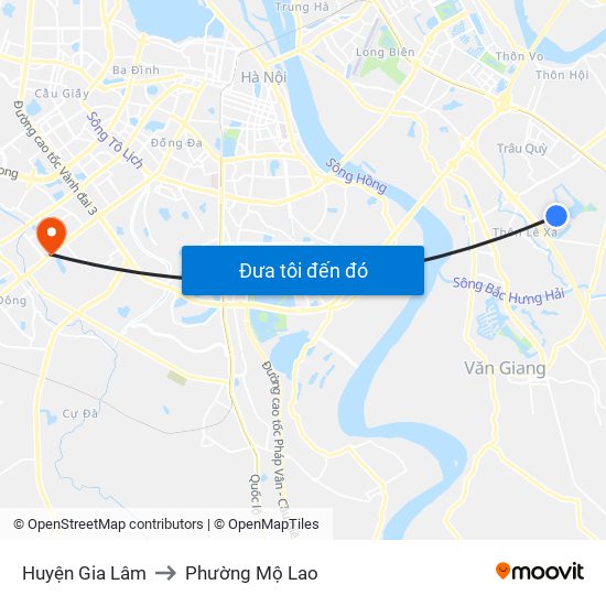 Huyện Gia Lâm to Phường Mộ Lao map
