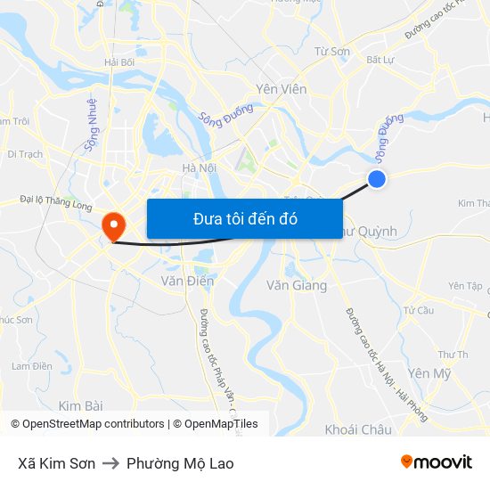 Xã Kim Sơn to Phường Mộ Lao map