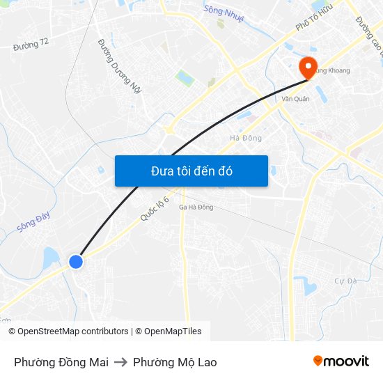 Phường Đồng Mai to Phường Mộ Lao map