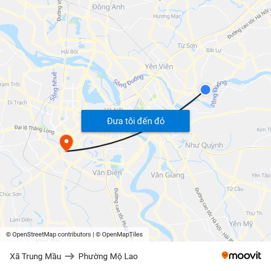 Xã Trung Mầu to Phường Mộ Lao map