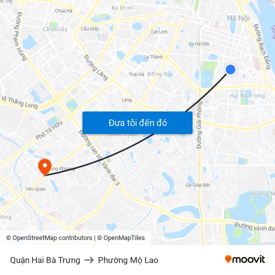 Quận Hai Bà Trưng to Phường Mộ Lao map