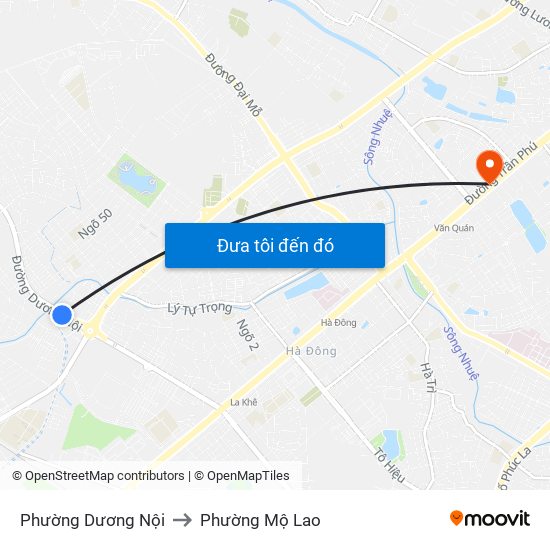 Phường Dương Nội to Phường Mộ Lao map