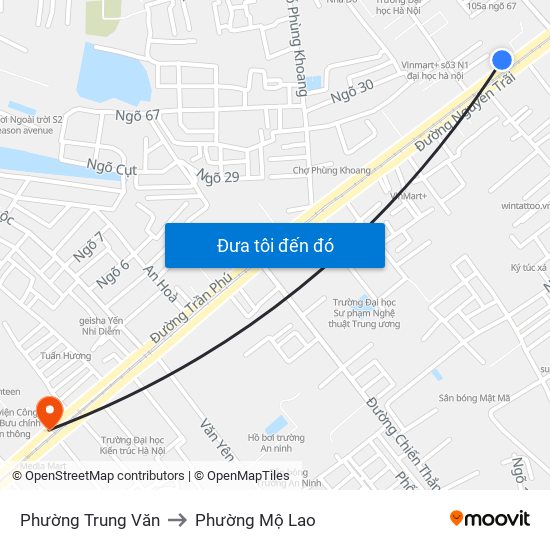 Phường Trung Văn to Phường Mộ Lao map