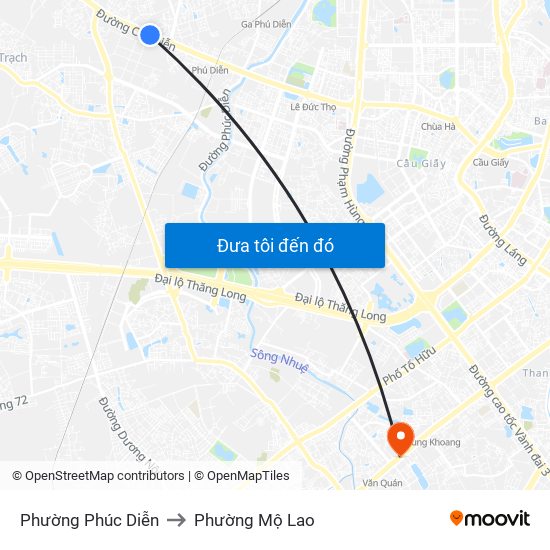 Phường Phúc Diễn to Phường Mộ Lao map