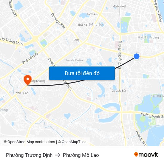 Phường Trương Định to Phường Mộ Lao map