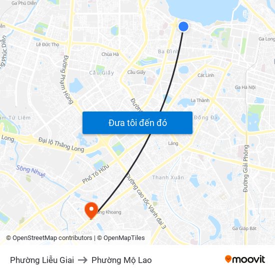 Phường Liễu Giai to Phường Mộ Lao map