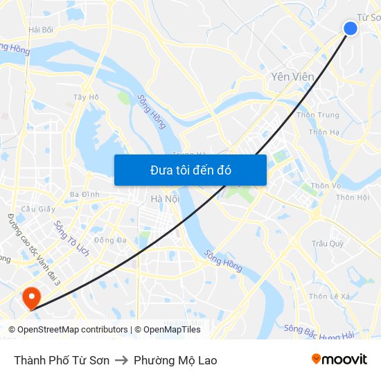 Thành Phố Từ Sơn to Phường Mộ Lao map