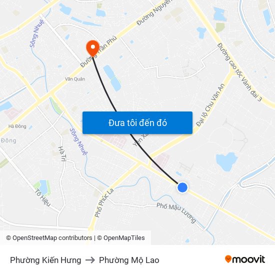 Phường Kiến Hưng to Phường Mộ Lao map