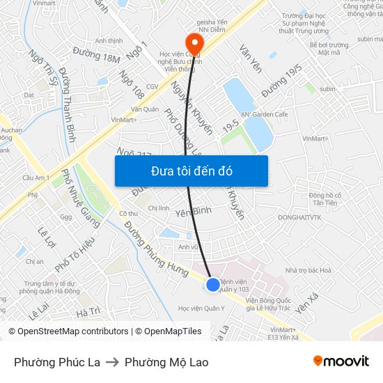 Phường Phúc La to Phường Mộ Lao map