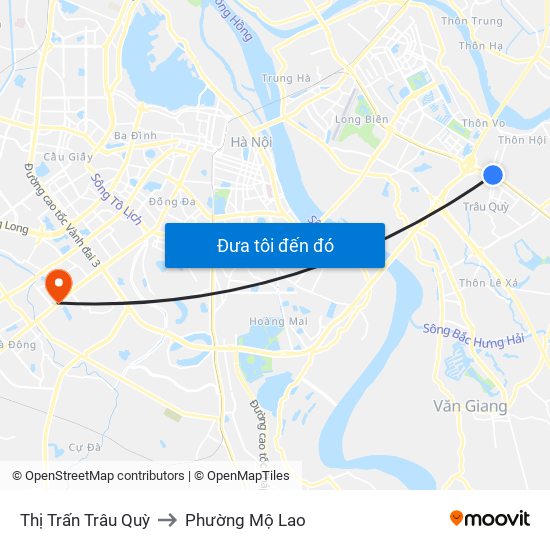 Thị Trấn Trâu Quỳ to Phường Mộ Lao map