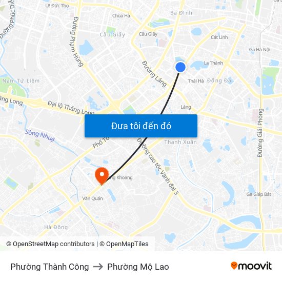 Phường Thành Công to Phường Mộ Lao map