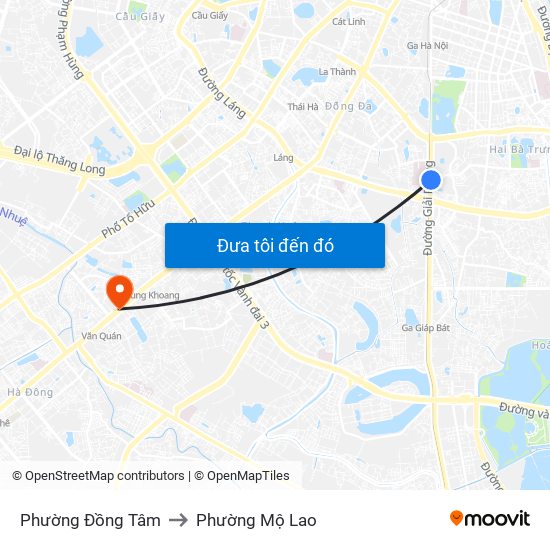 Phường Đồng Tâm to Phường Mộ Lao map