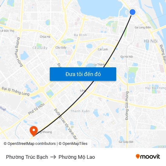 Phường Trúc Bạch to Phường Mộ Lao map