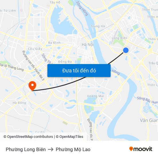 Phường Long Biên to Phường Mộ Lao map