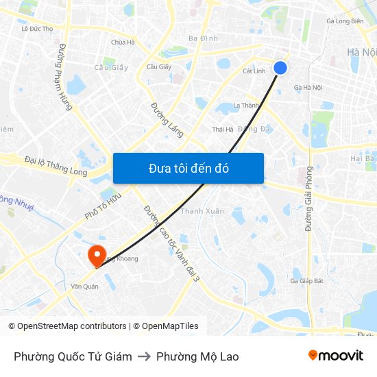 Phường Quốc Tử Giám to Phường Mộ Lao map