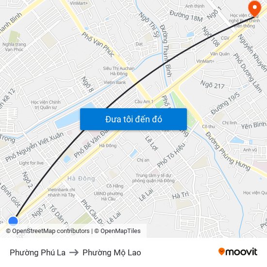 Phường Phú La to Phường Mộ Lao map