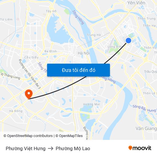 Phường Việt Hưng to Phường Mộ Lao map