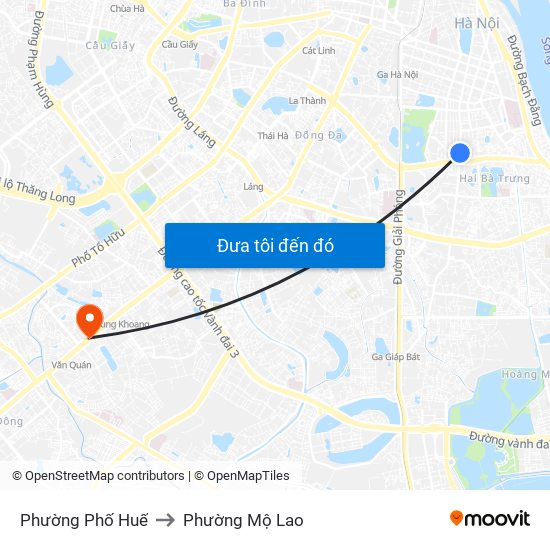 Phường Phố Huế to Phường Mộ Lao map