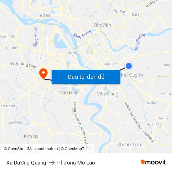 Xã Dương Quang to Phường Mộ Lao map