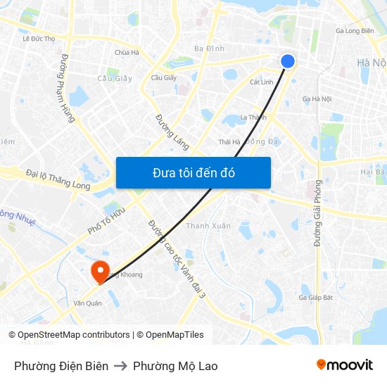 Phường Điện Biên to Phường Mộ Lao map