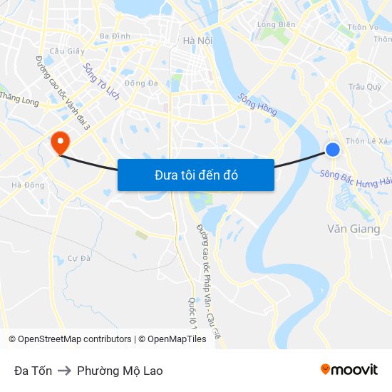 Đa Tốn to Phường Mộ Lao map